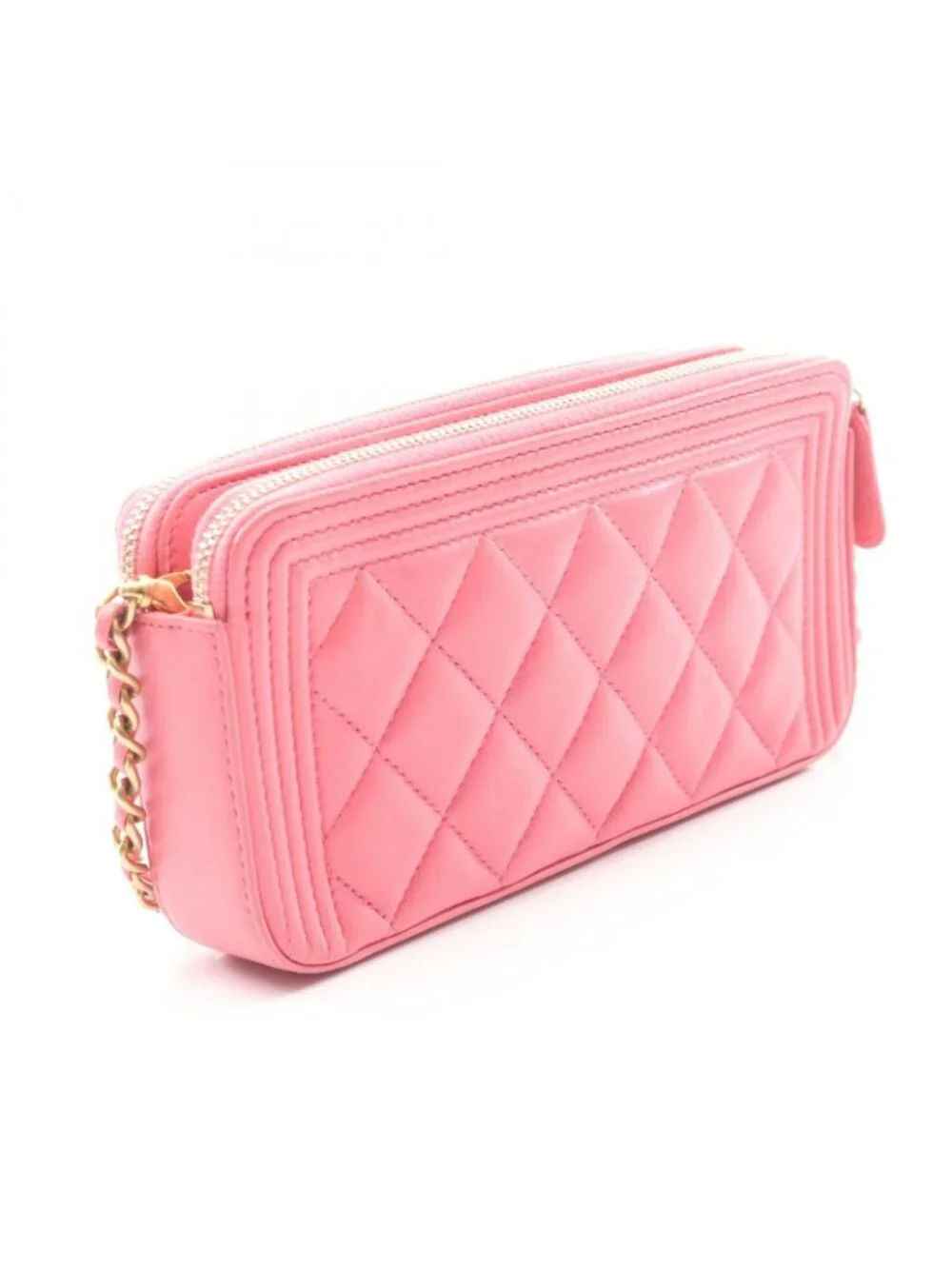 Chanel Shoulder Bag Boy Pink Lambskin Boy Phone Case Chain Wallet